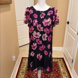 DKNY Black Dress with Pink Floral Pattern